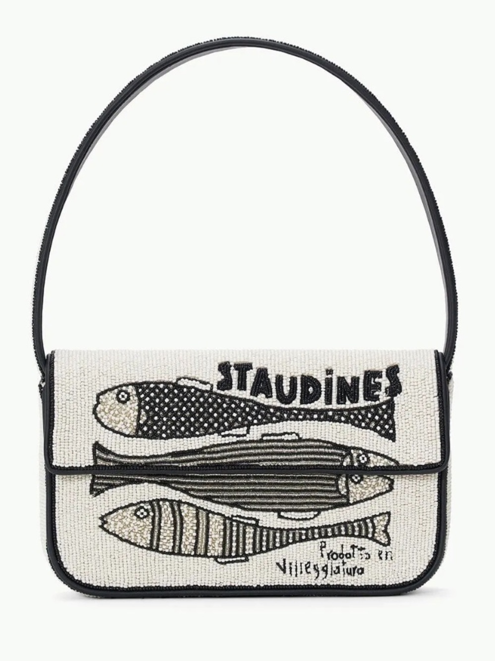 LIKE NEW STAUD Tommy Beaded Bag, Staudines Cream